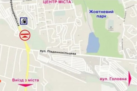 Билборд A в Черновцах вул. Героїв Майдану (Червоноармійська), 113 (біля АЗС, до центру міста) схема