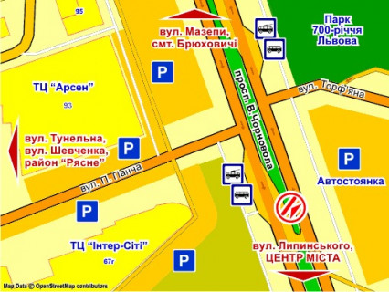 Скроллер Р/П в Львове пр. Чорновола – Торф'яна (з центру), розмір 2,3 х 3,2 м скрол - 643281 схема