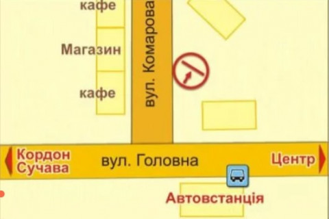 Білборд, Бігборд (Борд)  A у Чернівцях вул. Сергія Скальда (Комарова), 6 схема