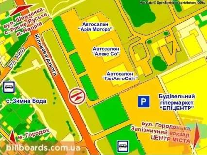 Билборд A в Львове вул. Городоцька, 302 (біля ТЦ "Епіцентр",  Автосалон "Volkswagen", місце 2 схема