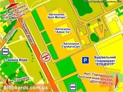 Билборд A в Львове вул. Городоцька, 302 (біля ТЦ "Епіцентр",  Автосалон "Volkswagen", місце 2 схема