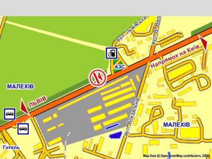 Видеоборд A в Малехове с. Малехів (Київська траса, біля АЗС "WOG", розмір 5 х 12 м, екран - 563531 схема