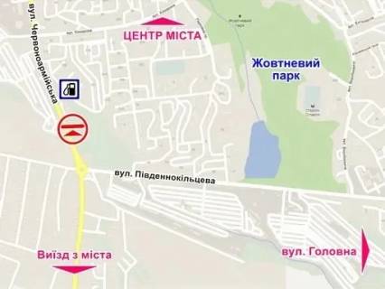 Билборд A в Черновцах вул. Героїв Майдану (Червоноармійська), 113 (біля АЗС, до центру міста) схема