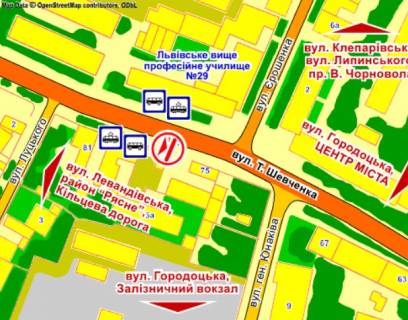 Скроллер A в Львове вул. Шевченка, 77 (біля зупинки), розмір 2,3 х 3,2 м скролл - 566082 схема