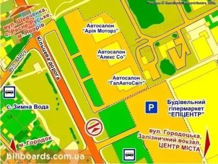 Билборд A в Львове вул. Городоцька, 302 (біля ТЦ "Епіцентр", Автосалон  "Nissan"), місце 1 схема