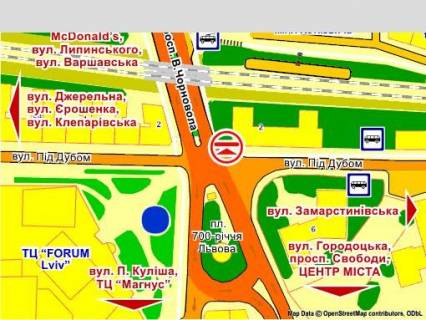 Видеоборд A у Львові пл. 700-річчя Львова, 2, розмір 2,3 х 3,2 м екран - 563388 схема