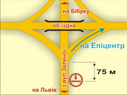 Білборд, Бігборд (Борд)  B у ,  с. Пасіки-Зубрицькі (з вул. Зеленої, у напрямку до міста) схема