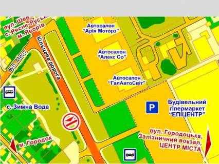 Билборд A в Львове вул. Городоцька, 302 (біля ТЦ "Епіцентр", с. Зимна Вода), місце 2, 5х12 м схема
