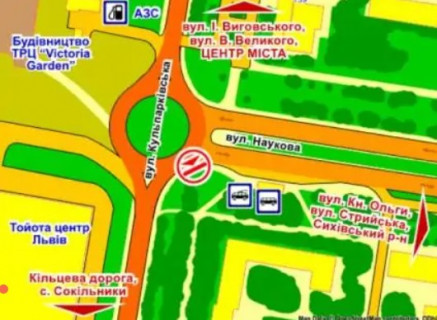 Скроллер A в Львове вул. Кульпарківська – Наукова, зліва, розмір 2,3 х 3,2 м скрол - 658777 схема