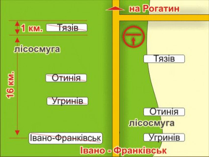 Билборд A в Тязеве с. Тязів (напрямок на Рогатин), 4x8 м схема