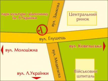 Билборд B в Луцке вул. Глушець (на зупинці) схема