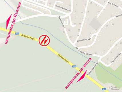 Билборд A в Львове вул. Львівська (напрямок до Львова) схема
