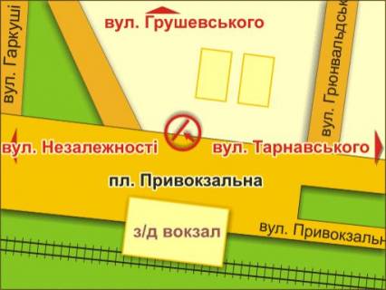 Білборд, Бігборд (Борд)  A у Львові пл. Привокзальна, справа схема