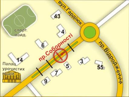 Билборд Р/П в Луцке пр. Соборності, 5 (на р/с, напрямок від пр. Відродження) схема