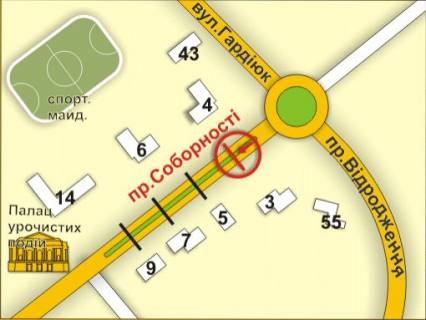 Билборд Р/П в Луцке пр. Соборності, 3 (на р/с, напрямок від пр. Відродження) схема
