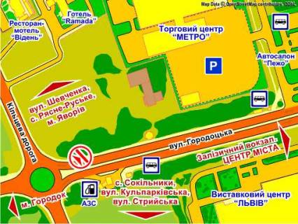 Билборд B в Львове вул. Городоцька, 300 (біля повороту на ТЦ "Метро"), місце 1 схема