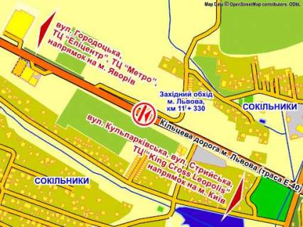 Білборд, Бігборд (Борд)  Р/П у Львові c.Сокільники, Західний обхід м.Львова, км 11+330 (напрямок до Городоцької) АРКА 3 х 18 м схема