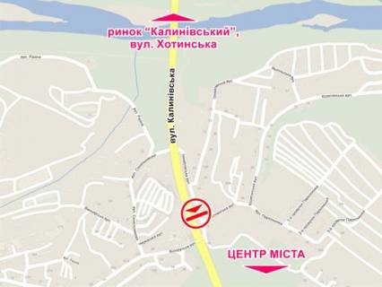 Билборд B в Черновцах вул. Калинівська (за мостом з вул. Українських добровольців (Білоруська)), місце 1 схема