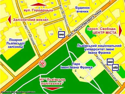 Ситилайт B в Львове вул. Листопадового Чину (біля парку ім. Івана Франка), місце 3 схема