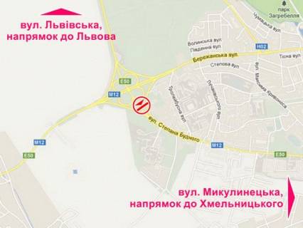 Билборд B в Львове вул. Будного (перед мостом вул. Бережанської) схема