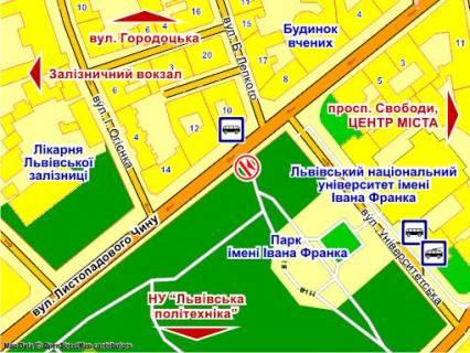 Ситилайт B в Львове вул. Листопадового Чину (біля парку ім. Івана Франка), місце 2 схема