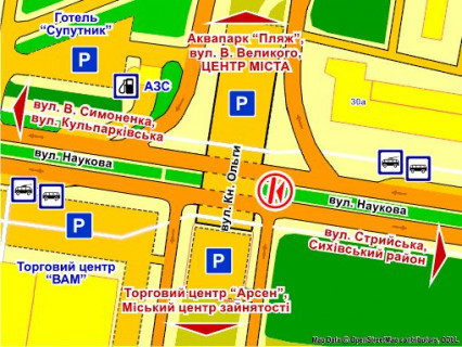 Призма Р/П в Львове вул. Наукова (біля мосту, на р/с, з вул. Стрийської), призма 2 - 395928 схема