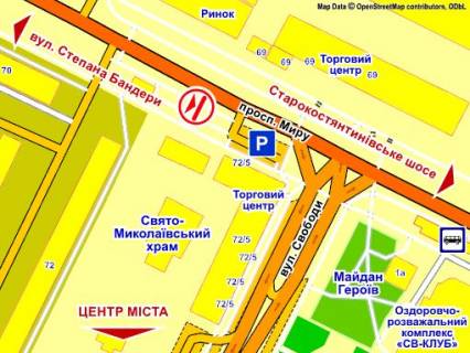 Билборд A в Хмельницком пр. Миру, 72 схема