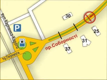 Билборд Р/П в Луцке пр. Соборності, 25 (на р/с, напрямок до пр. Перемоги) схема
