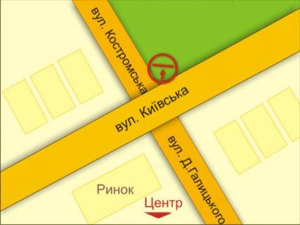 Билборд A в Ровно пер. вул. Костромської – Київської схема
