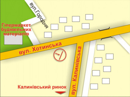 Билборд A в Черновцах вул. Хотинська – Калинівська (біля буд. 71) схема