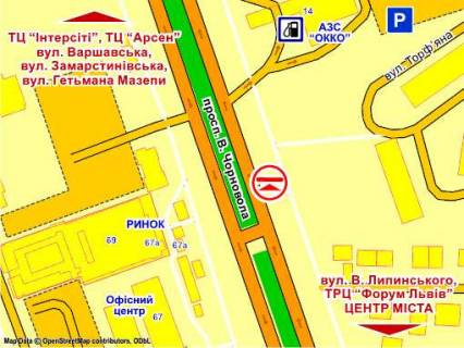 Бэклайт A в Львове пр. Чорновола – вул.Торф"яна, 26 (біля АЗС) розмір 2,3 х 3,2 м беклайт схема