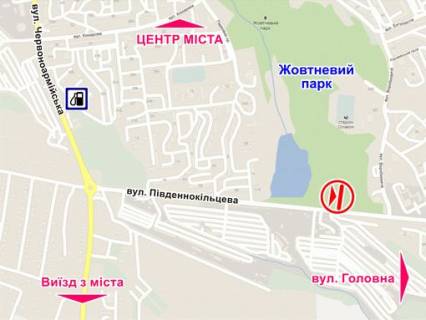 Билборд B в Львове вул. Південнокільцева (біля озера) схема