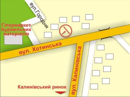 Billboard B in Lviv st. Hotins'ka - Kalinivs'ka (bila bud. 73) scheme