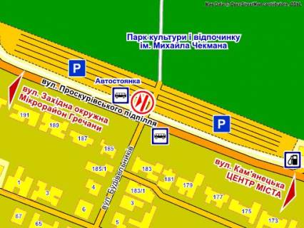 Билборд B в Хмельницком вул. Проскурівського підпілля, Автостоянка схема