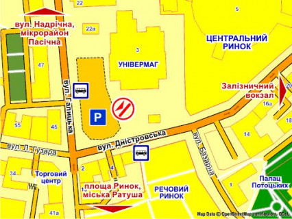Призма A в Ивано-Франковске вул. Дністровська, 3 – Галицька (до зупинки), призма 2 - 396144 схема
