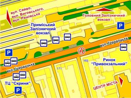 Ситилайт A в Львове вул. Городоцька (біля Приміського вокзалу, до центру), місце 1 схема