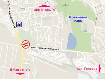 Билборд A в Черновцах вул. Героїв Майдану (Червоноармійська) – Південнокільцева схема