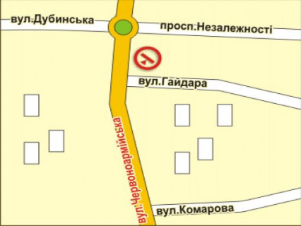 Билборд A в Черновцах вул. Героїв Майдану (Червоноармійська), 71 (біля ТЦ "Майдан") схема