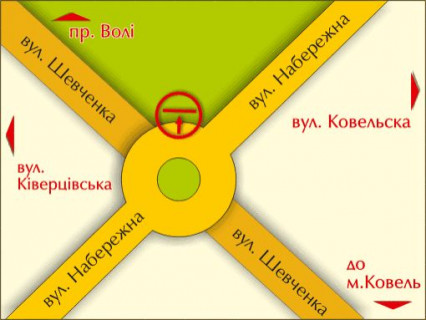 Билборд A в Львове вул. Шевченка – Набережна (на кільці), справа схема
