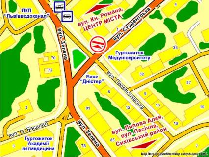 Бэклайт B в Львове вул. Студентська – Переяславська, розмір 2,3 х 3,2 м беклайт схема