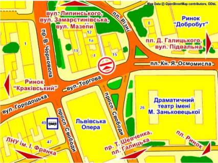 Бэклайт A в Львове вул. Торгова, 15, розмір 2,3 х 3,2 м беклайт схема