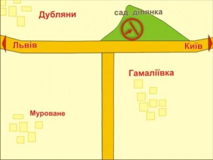 Білборд, Бігборд (Борд)  B у Гамаліївці с. Гамаліївка (напрямок з міста, до Києва) схема