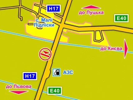 Билборд A в Малых Подлесках с. Малі Підліски (Київська траса, напрямок до Львова), конструкція |, 5х12 м схема