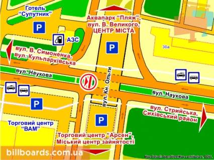Призма Р/П в Львове вул. Наукова (біля мосту, на р/с, з вул. Кульпарківської), призма 1 - 82450 схема