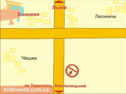 Билборд A в Львове с. Підгірне (напрямок до міста, з Тернополя, Хмельницького) схема