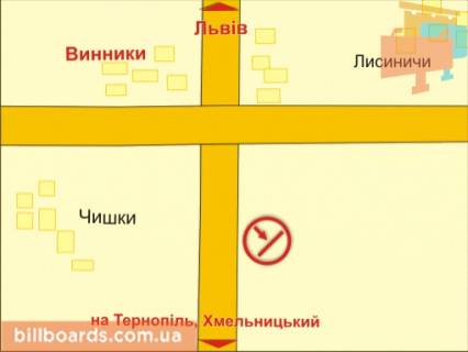 Билборд B в Львове с. Підгірне (напрямок з міста, до Тернополя, Хмельницького) схема