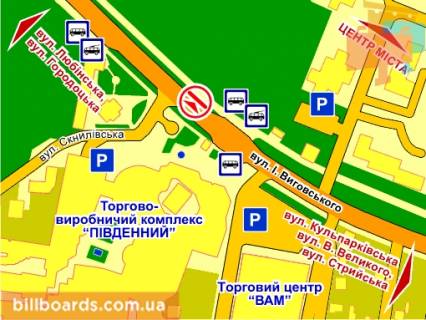 Призма A в Львове вул. Виговського (навпроти ринку "Південний"), місце 2, зліва, призма 3 - 82486 схема
