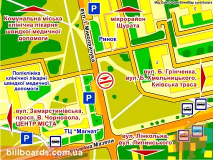 Билборд B в Львове вул. Миколайчука, 2 – Мазепи схема