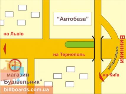 Билборд A в Львове м. Винники, вул. Галицька (біля магазину "Будівельник") схема