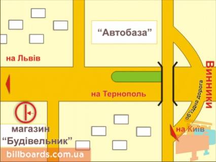 Билборд B в Львове м. Винники, вул. Галицька (біля магазину "Будівельник") схема